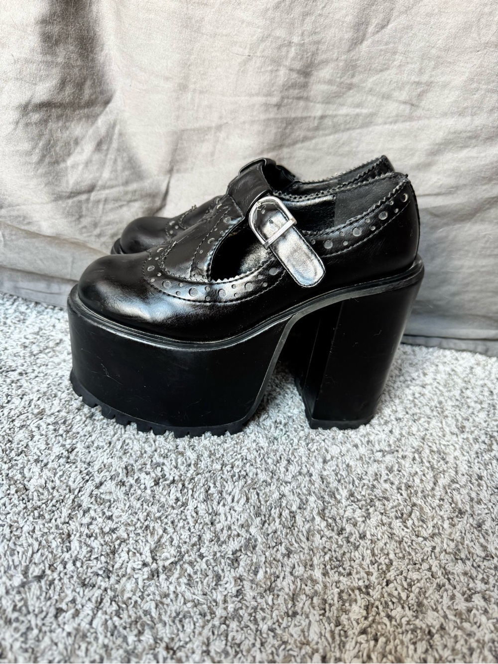 dELiA*s Black Platform Mary Jane Buckle Loafers - Picture 4 of 8